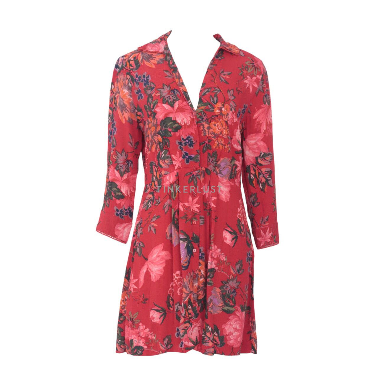 Floral red dress zara hotsell